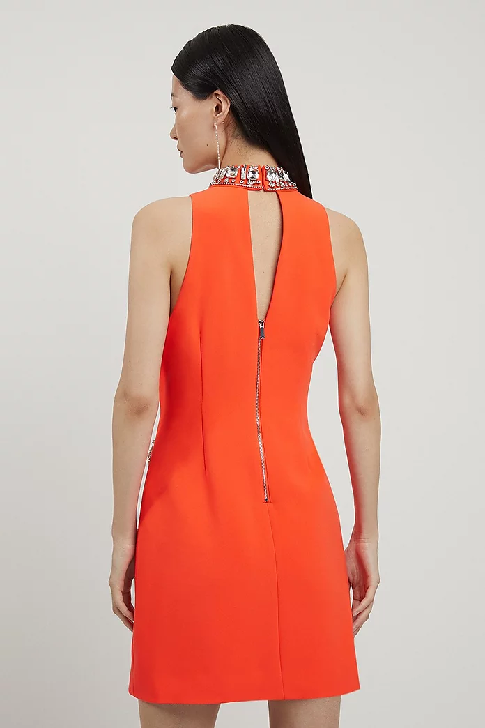 Crystal Embellished Woven Mini Dress | Karen Millen Crystal Embellished Woven Mini Dress | Karen Millen